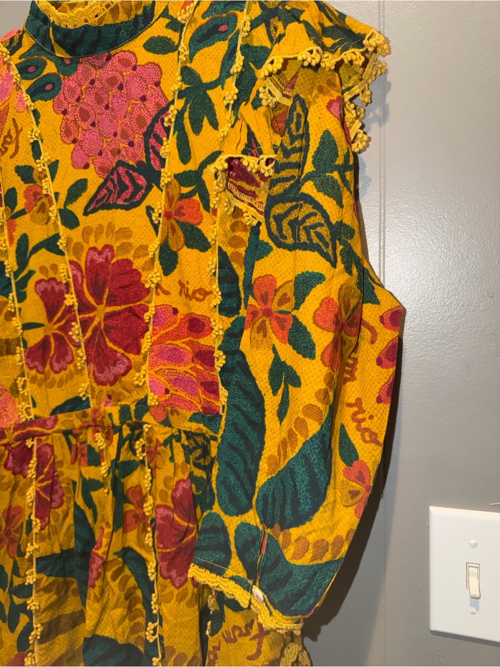 Farm Rio Flowerdoscopic Ruffle Mini Dress (NO BELT) - Size M - Picture 6 of 7